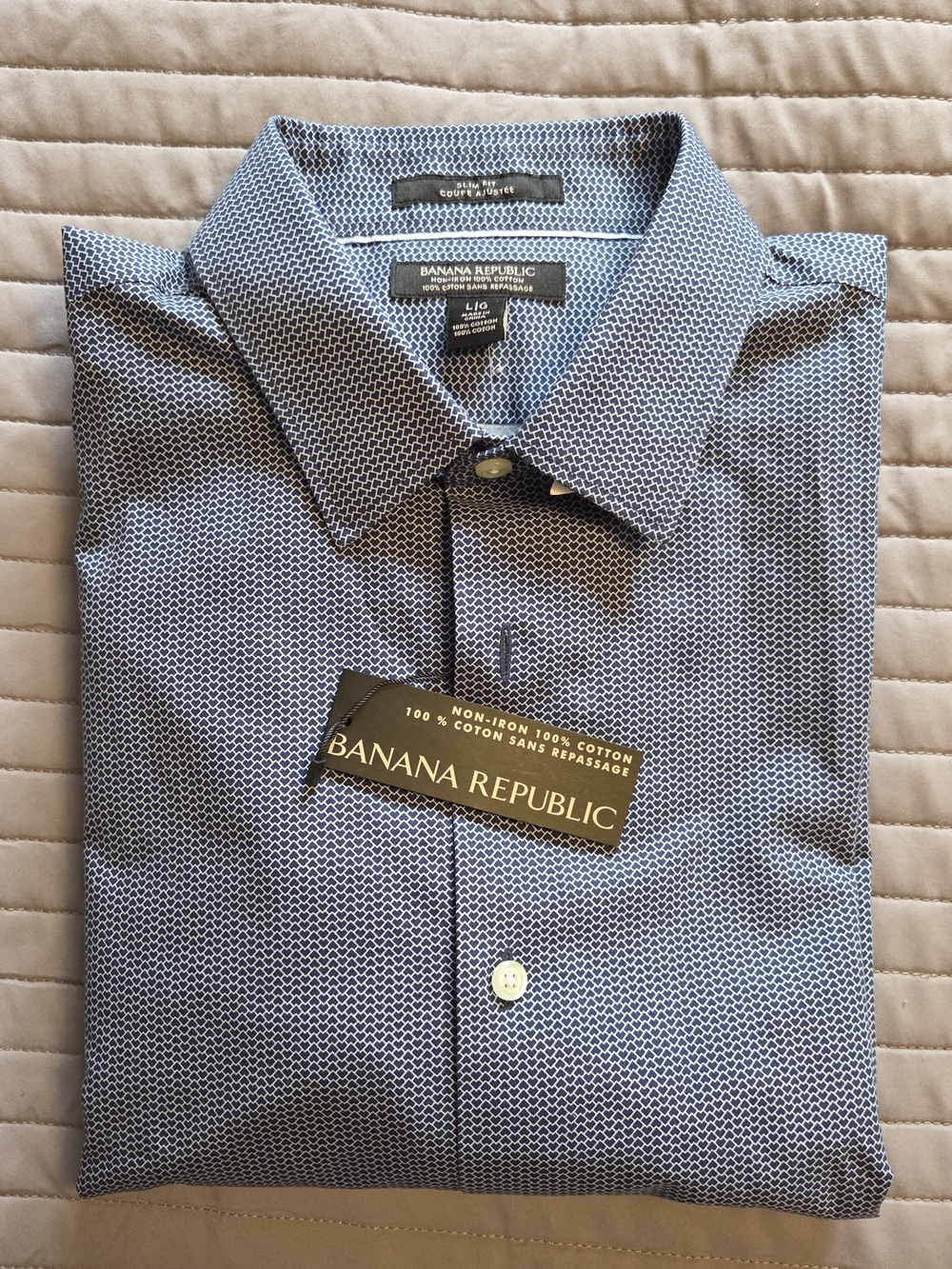 Banana Republic Men's Blue Micro-Pattern Dress Shirt
